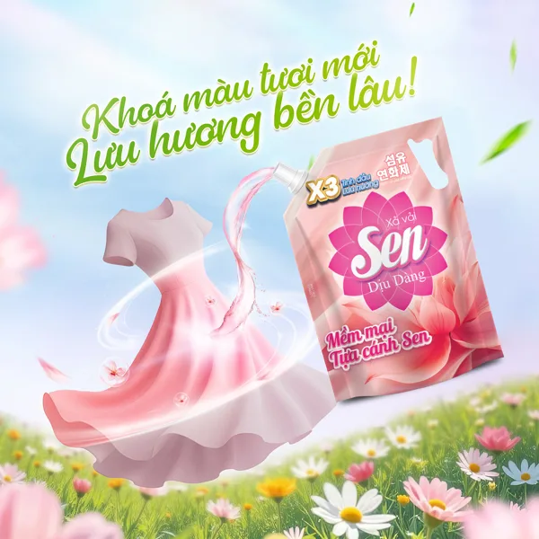 Thơm Dịu Vương Vấn – Nước Xả Vải Sen Cho Trang Phục Chuẩn Mềm Mại
