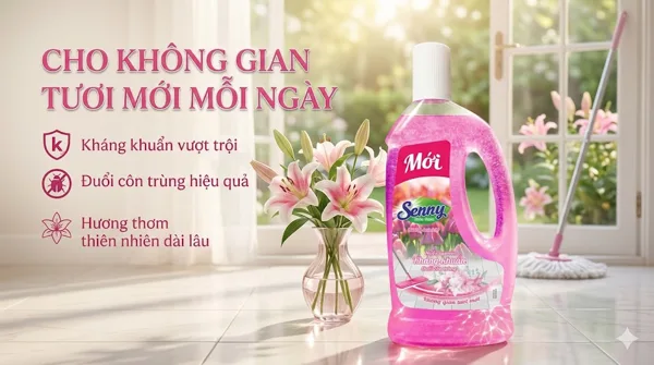 Nước Lau Sàn Senny Hương Hoa Lily – Sạch Bóng Không Gian, Thơm Mát Dịu Nhẹ