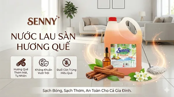 Không Gian Sạch Thơm, Ấm Áp Mỗi Ngày Với Nước Lau Sàn Senny Hương Quế