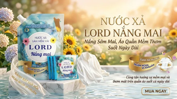 Nước Xả Làm Mềm Vải Lord Nắng Mai – Hương Thơm Dịu Nhẹ Cho Quần Áo Luôn Mềm Mại, Thơm Lâu