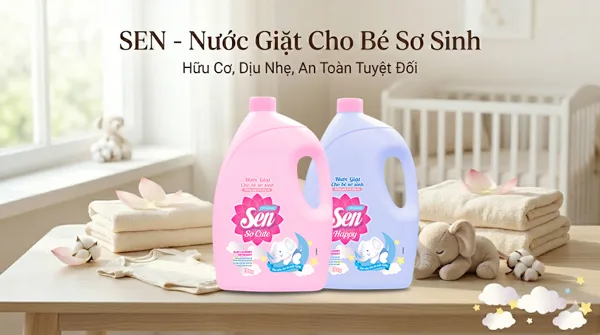 Nước Giặt Cho Bé Sơ Sinh Sen – Dịu Nhẹ Cho Da Bé, Sạch Thơm Từng Sợi Vải
