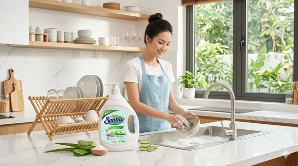 Nước Rửa Chén Senny Thiên Nhiên Tinh Chất Lô Hội – Làm Sạch Dầu Mỡ, Dịu Nhẹ Cho Da Tay
