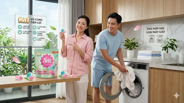 Viên Giặt Xả Sen Thanh Mát Tựa Cánh Sen Review Chi Tiết – Giặt Sạch, Lưu Hương Thơm Mát, Tiện Lợi Mỗi Ngày