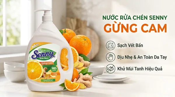 Nước Rửa Chén Senny Gừng Cam – Giải Pháp Làm Sạch Dầu Mỡ Hiệu Quả, Dịu Nhẹ Cho Đôi Tay