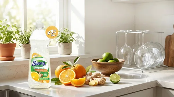 Đánh Bay Dầu Mỡ Cứng Đầu Với Nước Rửa Chén Senny Gừng & Cam