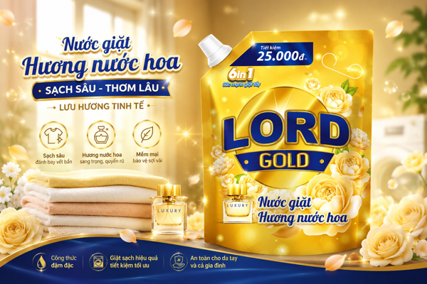 Review Nước Giặt Lord Gold Hương Nước Hoa: Đỉnh Cao Sạch Sâu Và Lưu Hương Sang Trọng