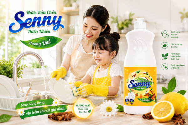 Nước Rửa Chén Senny Hương Quế: Bí Quyết Đánh Bay Dầu Mỡ Và Bảo Vệ Da Tay Chị Em