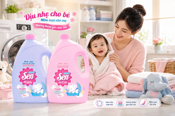 Nước Giặt Sen Cho Bé 3kg – Dịu Nhẹ, Sạch Thơm, An Toàn Cho Làn Da Bé