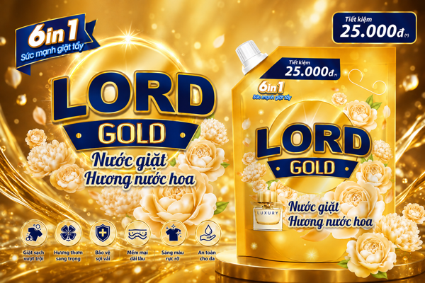 Nước Giặt Lord Gold 6in1 Sạch Vượt Trội, Hương Nước Hoa Sang Trọng