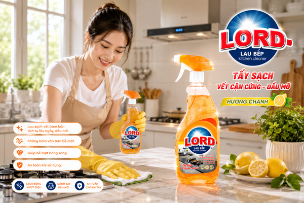 Nước Lau Bếp Lord Hương Chanh: Bí Quyết Đánh Bay Dầu Mỡ, Giữ Gian Bếp Sạch Bóng