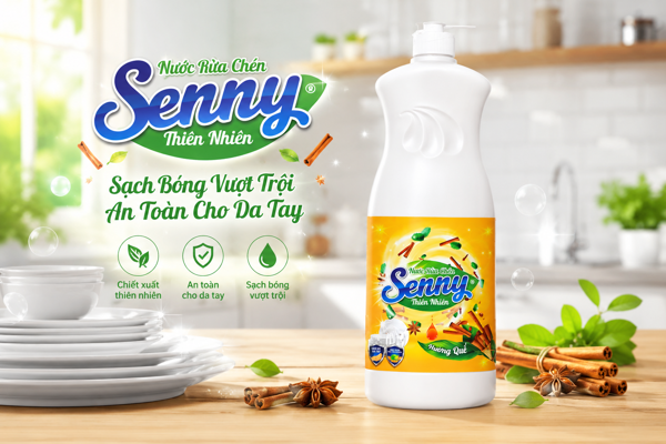 Nước Rửa Chén Senny Hương Quế – Sạch Bóng Vượt Trội, Hương Quế Tự Nhiên