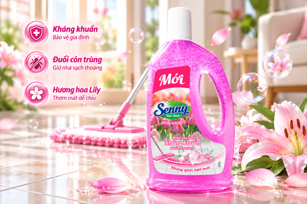 Nước Lau Sàn Senny Hương Hoa Lily – Sạch Thơm, Kháng Khuẩn