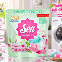 Viên Giặt Xả Sen Thanh Mát Tựa Cánh Sen – Tiện Lợi 9in1, 30 Viên Cho Máy Giặt