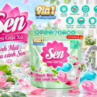Viên Giặt Xả Sen 9in1 – Giặt Sạch Quần Áo, Hương Sen Thanh Mát Dài Lâu