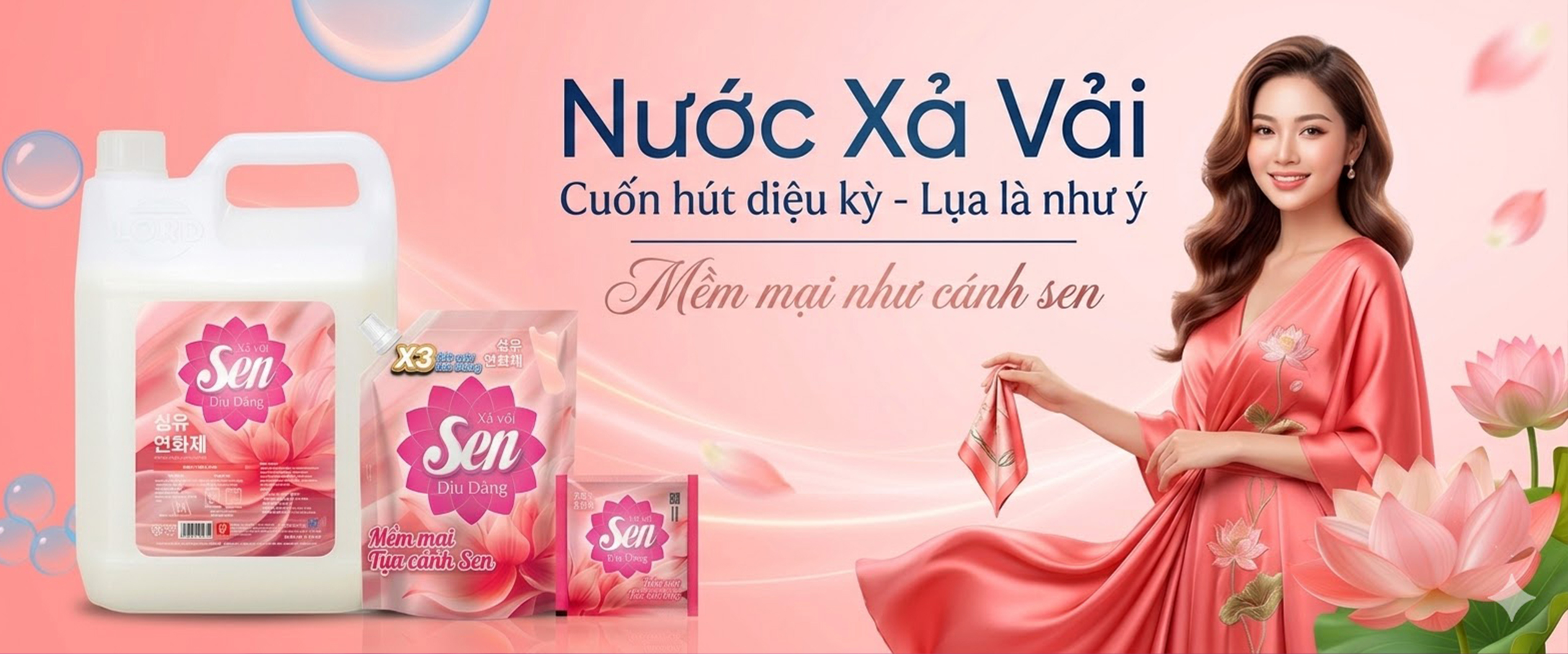 Nước Xả Làm Mềm Vải Sen Dịu Dàng 