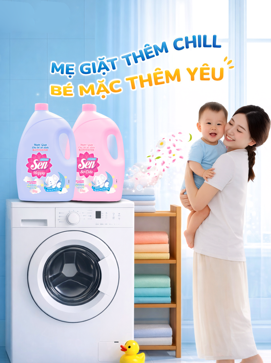 Nước Giặt Cho Bé Sơ Sinh Sen Happy