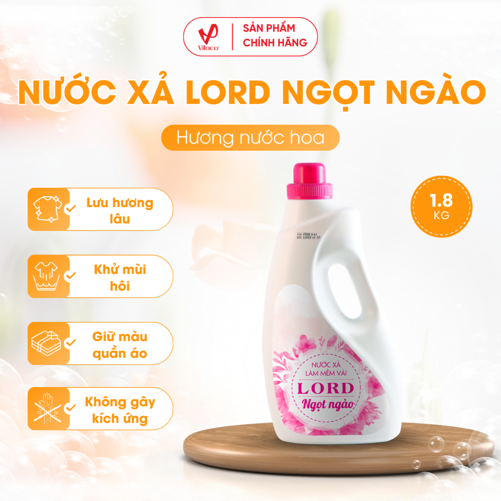 Nước Xả Làm Mềm Vải Lord Hương Ngọt Ngào 1.8Kg