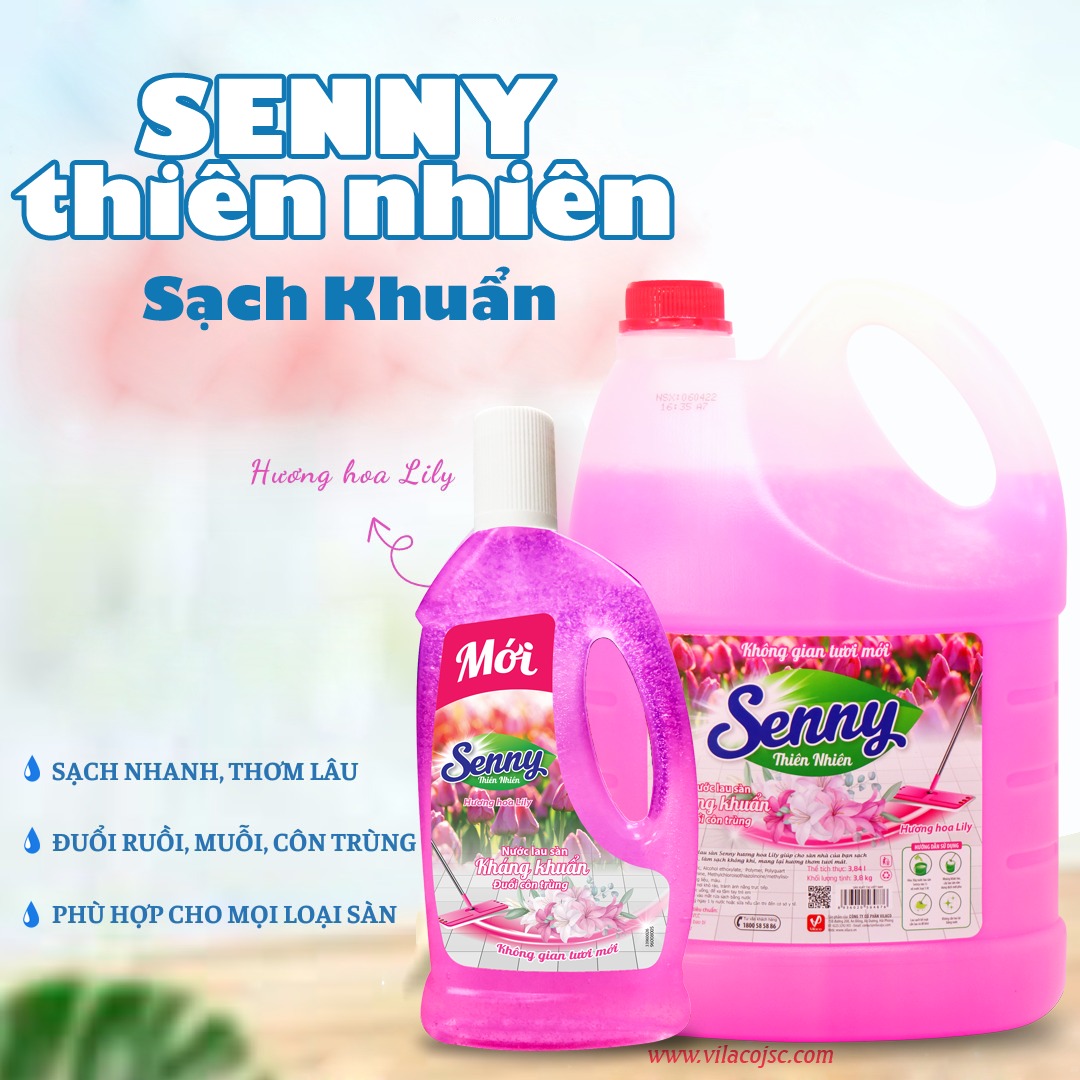Nước lau sàn Senny lily sạch nhanh, thơm lâu, phù hợp mọi loại sàn