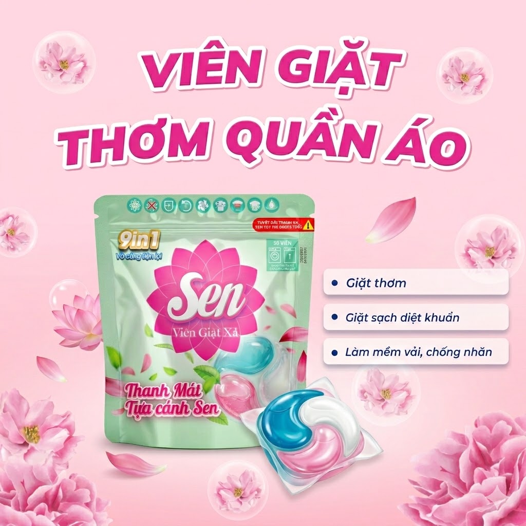 Viên Giặt Xả Sen