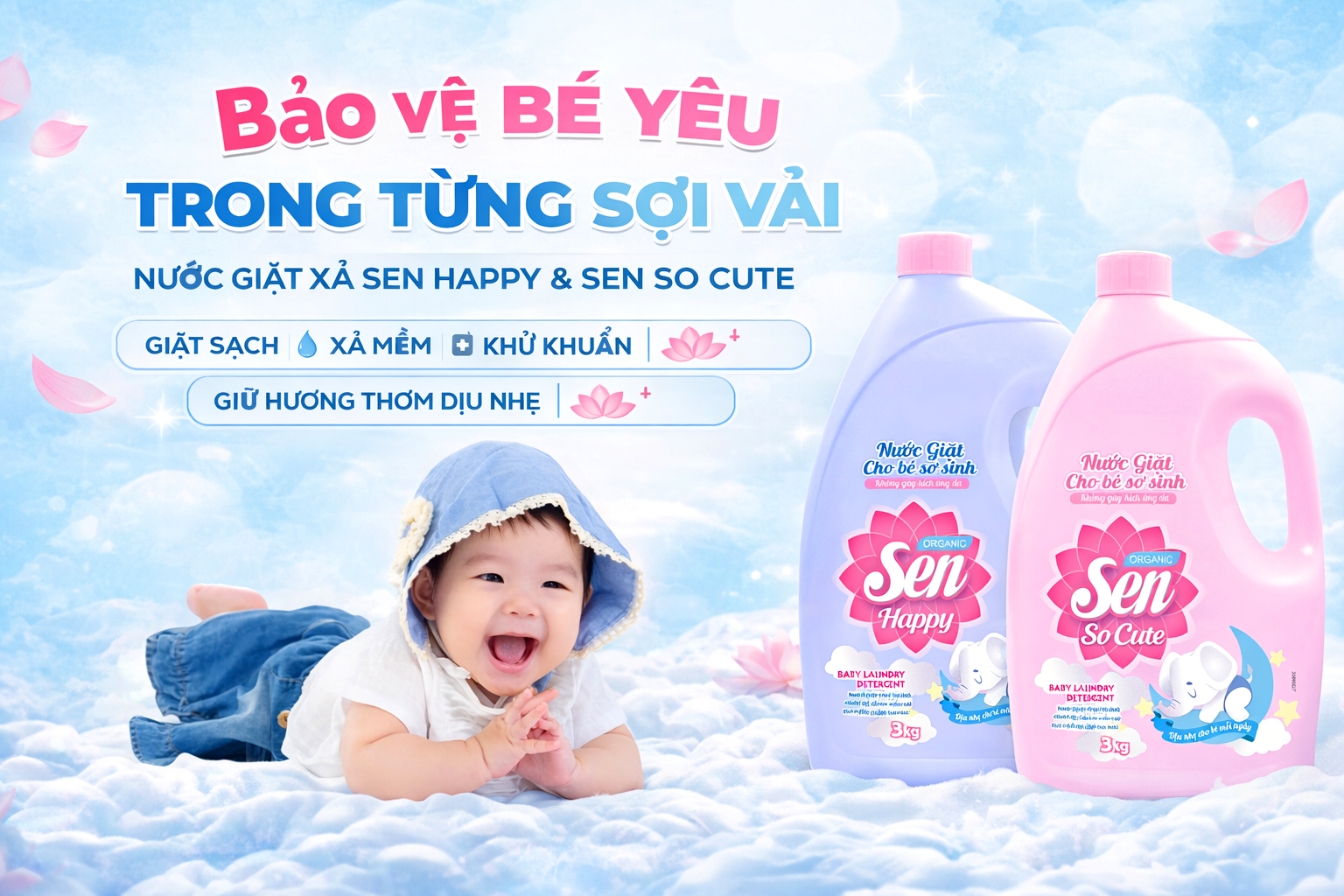 Nước Giặt Cho Bé Sơ Sinh Sen So Cute