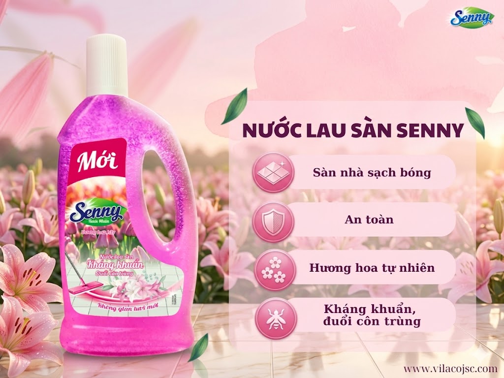 Nước Lau Sàn Senny Hương Hoa Lily – Sạch Bóng Không Gian, Thơm Mát Dịu Nhẹ