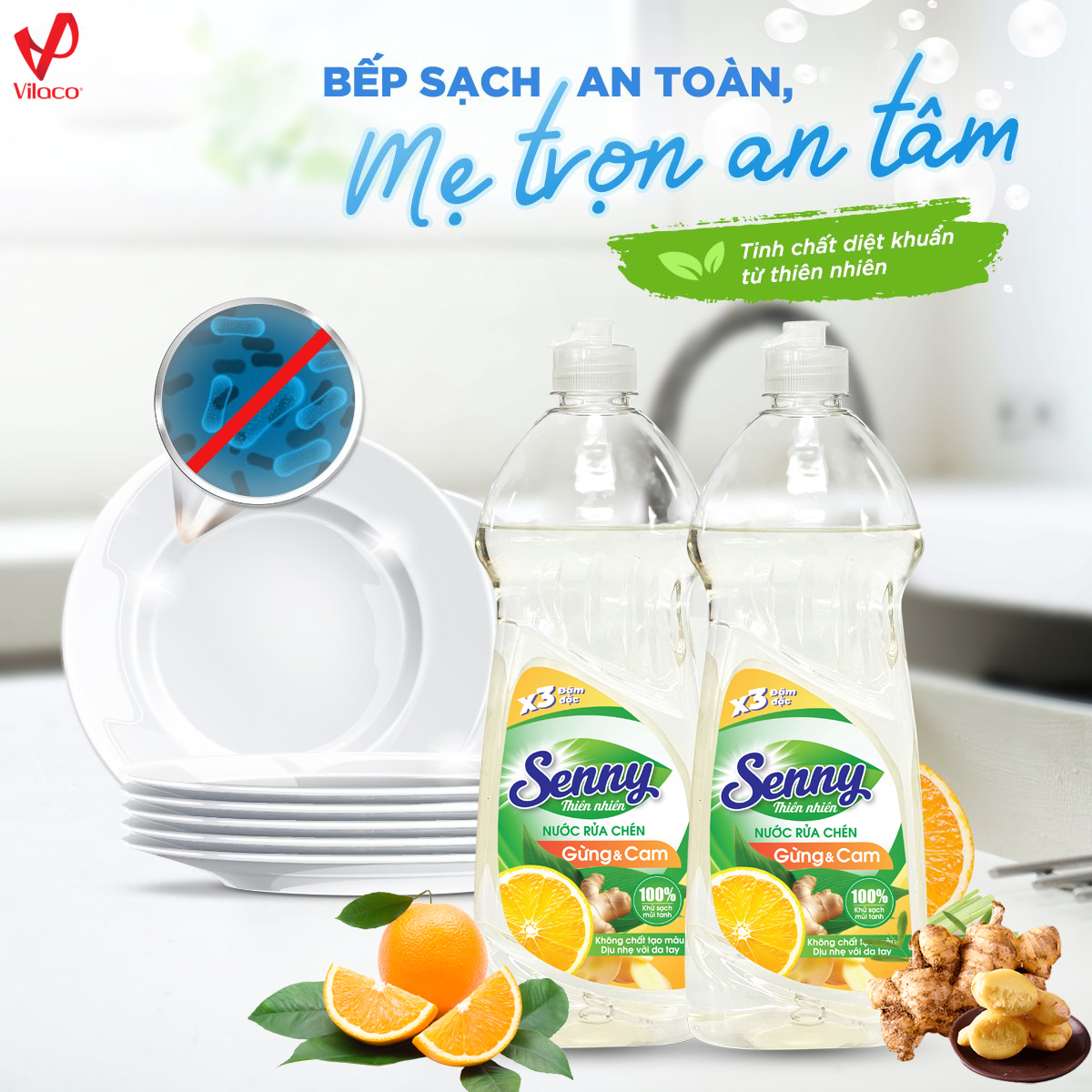 Nước rửa chén Senny gừng & cam