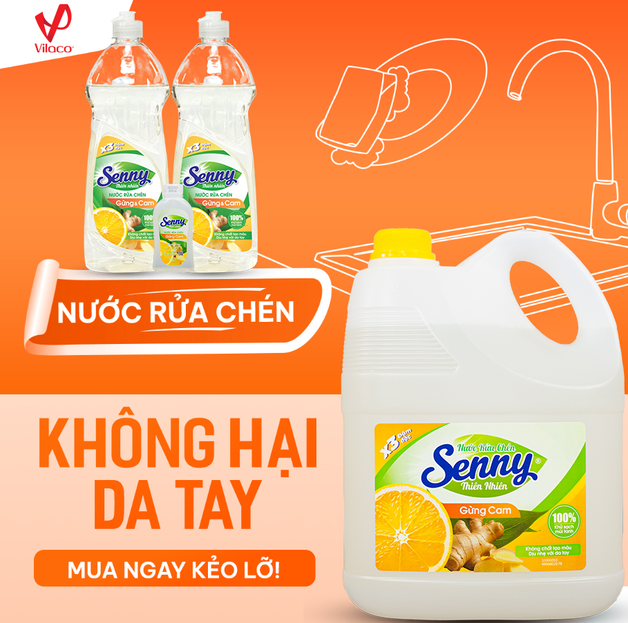 Nước Rửa Chén Senny Gừng & Cam