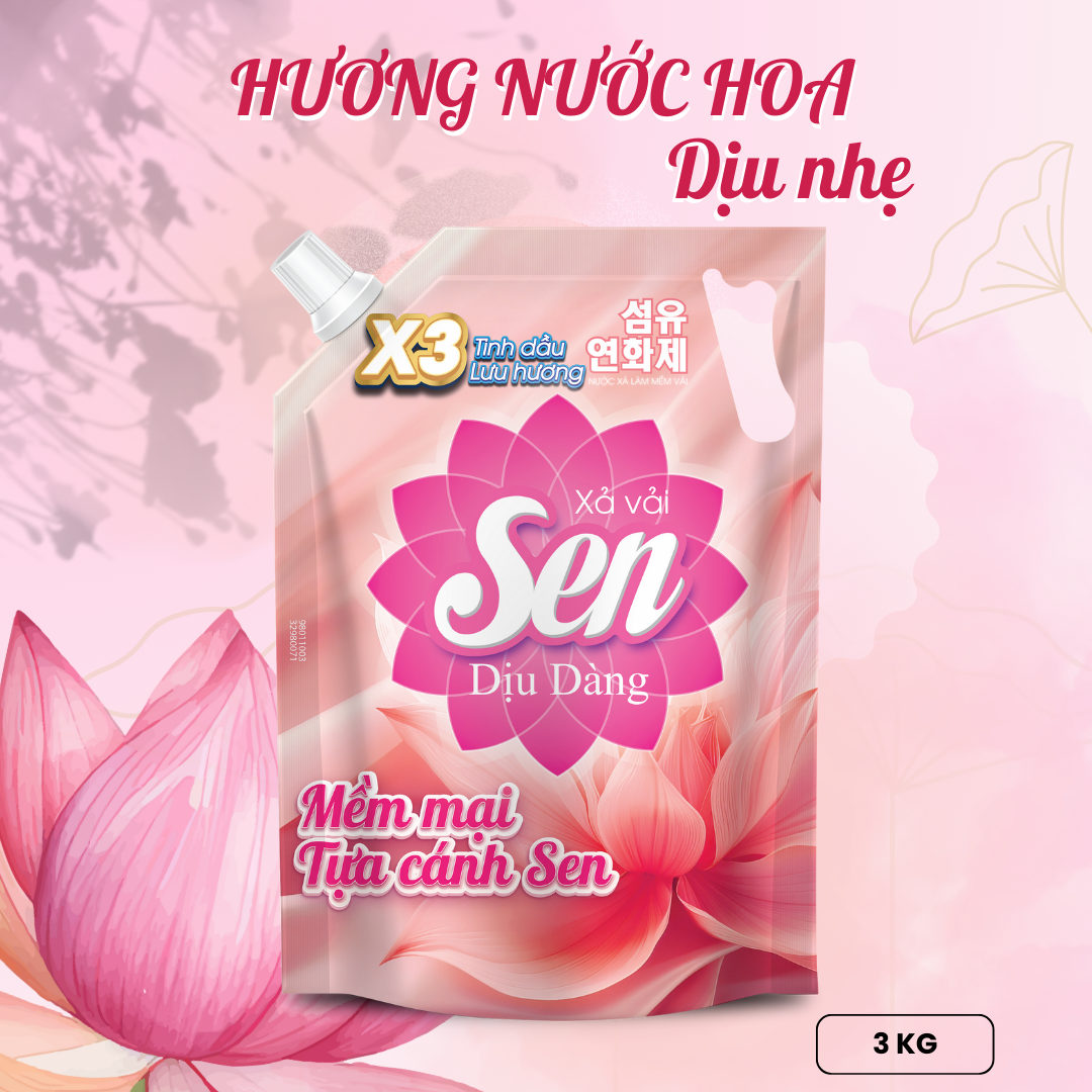 nước xả vải sen dịu dàng túi 3kg