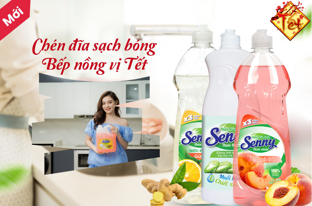 Nước Rửa Chén Senny – Chén Đĩa Sạch Bóng & Bếp Nồng Vị Tết