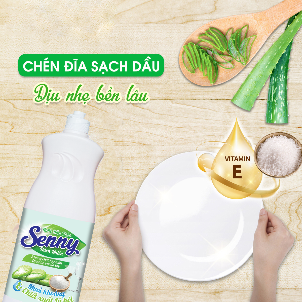 Mát Lành Tự Nhiên – Nước Rửa Chén Senny Với Chiết Xuất Lô Hội & Muối Khoáng