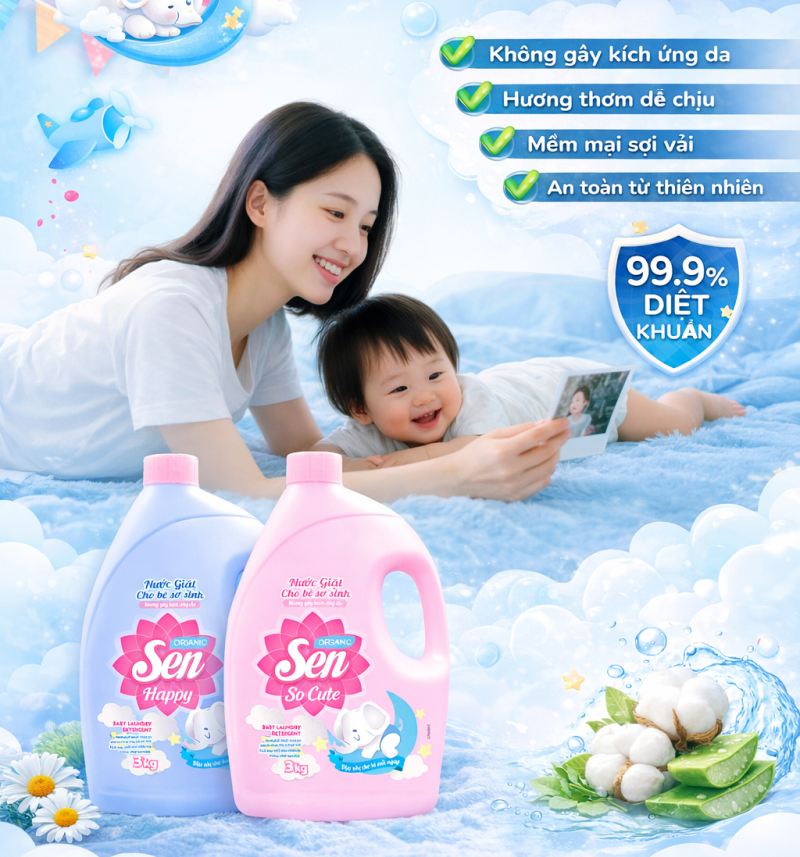 Nước Giặt Sen Cho Trẻ Sơ Sinh – An Toàn Cho Làn Da Nhạy Cảm