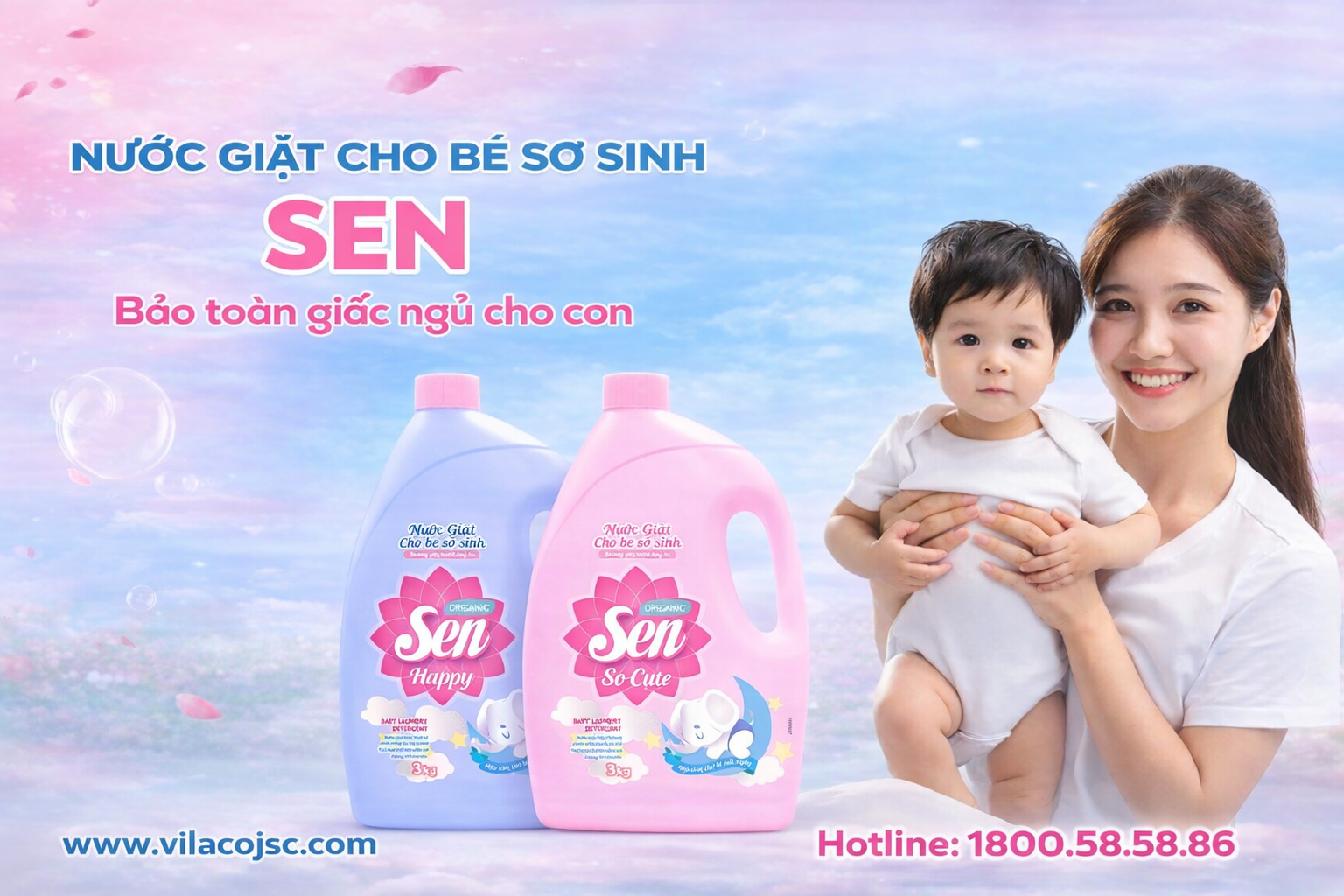 Nước Giặt Cho Bé Sơ Sinh Sen – Dịu Nhẹ Cho Làn Da Nhạy Cảm Của Bé