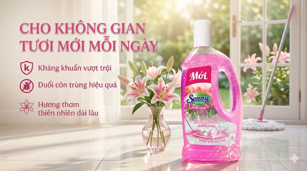 Nước Lau Sàn Senny Hương Hoa Lily – Sạch Bóng Không Gian, Thơm Mát Dịu Nhẹ