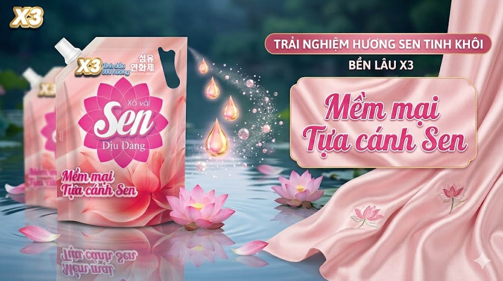 Nước Xả Làm Mềm Vải Sen Dịu Dàng – Giải Pháp Giữ Quần Áo Mềm Mại, Thơm Lâu