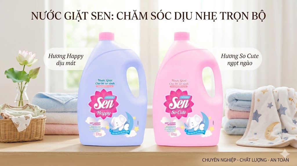 Review Nước Giặt Cho Bé Sơ Sinh Sen: Vì Sao Mẹ Bỉm Tin Dùng Cho Bé Yêu?