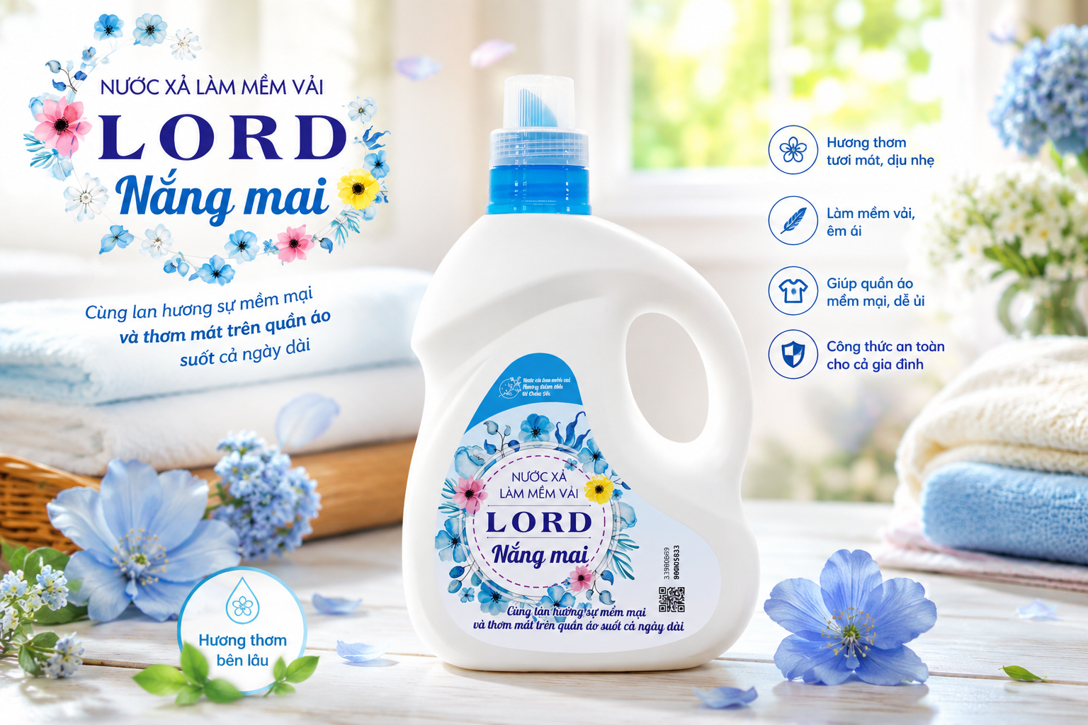 Nước Xả Làm Mềm Vải LORD Hương Nắng Mai: Bí Quyết Lưu Hương Tươi Mát Suốt Cả Ngày