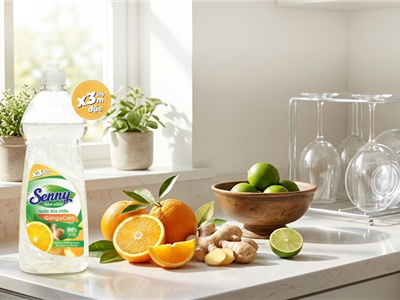 Đánh Bay Dầu Mỡ Cứng Đầu Với Nước Rửa Chén Senny Gừng & Cam