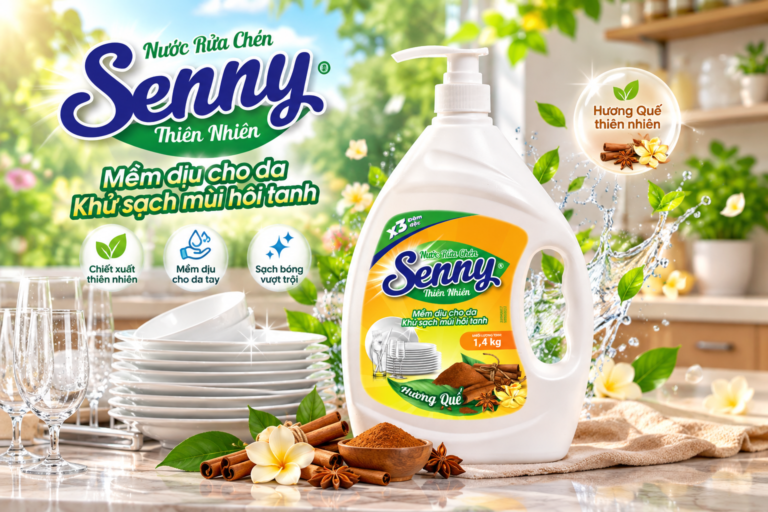 Nước Rửa Chén Senny Hương Quế – Giải Pháp Làm Sạch Chén Đĩa Cho Gia Đình Hiện Đại