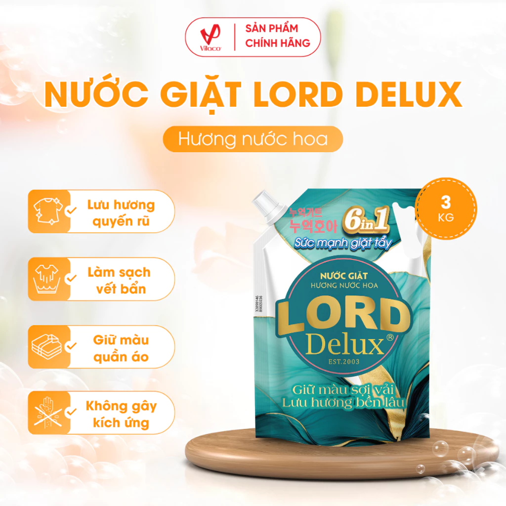 Nước Giặt Xả Vải Túi Lord Delux Hương Nước Hoa Pháp