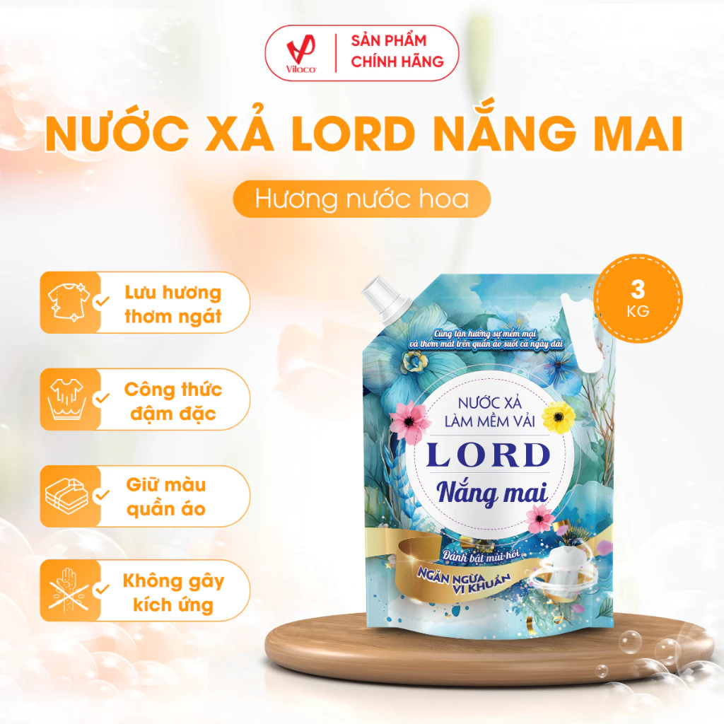 Nước Xả Làm Mềm Vải Lord Nắng Mai Đậm Đặc Túi 3KG